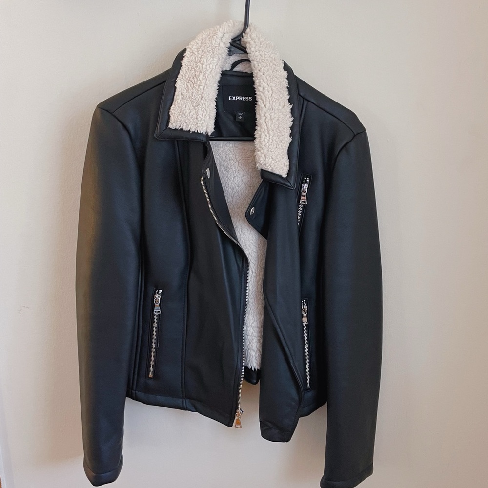Express Sherpa Lined Faux Leather Jacket